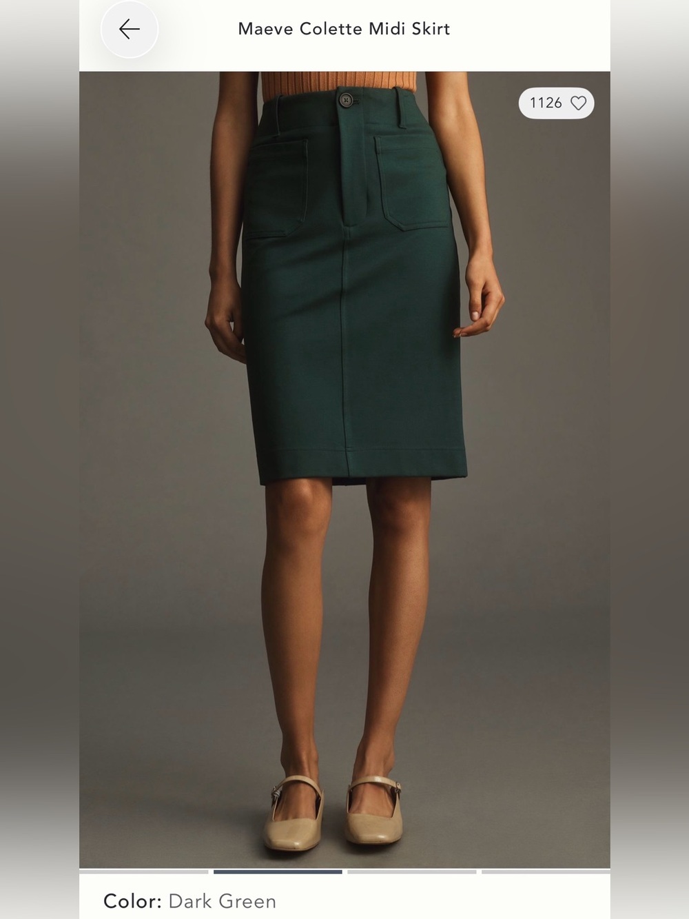 Anthropologie Maeve Colette Pencil Skirt Dark Green XXS - Picture 2 of 7